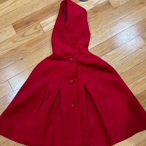 Red hooded poncho cloak
